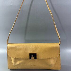 Authentic Furla Yellow Leather Clutch/Shoulder Bag